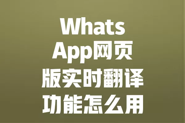 WhatsApp网页版实时翻译功能怎么用? 4 WhatsApp网页版实时翻译功能怎么用? 二